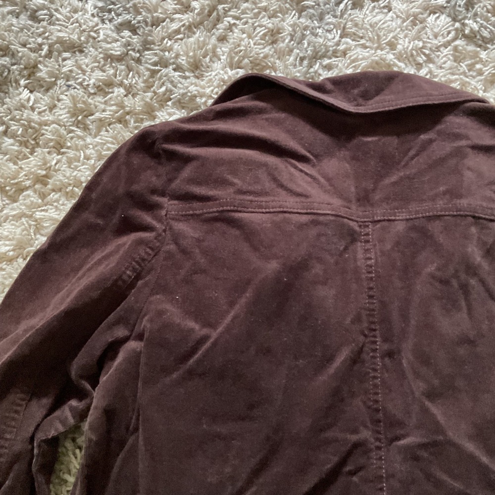Loft Outlet Brown Corduroy Snap Front Jacket Womens Small Petite SP Utility - Picture 11 of 13